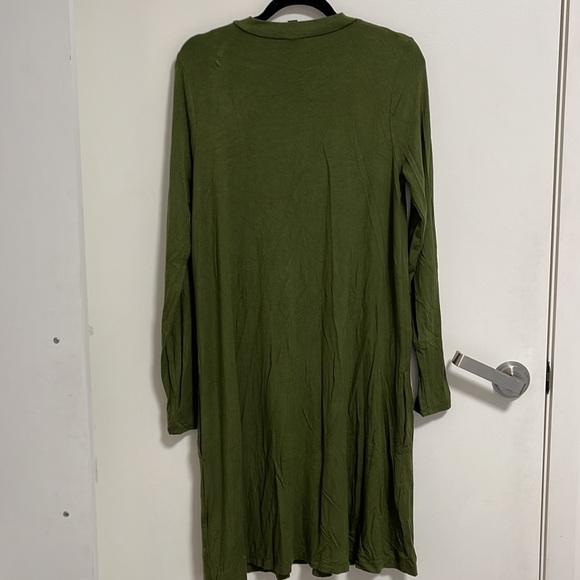 JCrew Olive Green Stretch Modal Swing Dress with Pockets - Picture 5 of 5